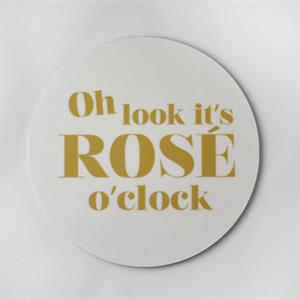 Glasunderlägg 4-p, Rose o clock, vit/guldtext