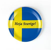 Glasunderlägg kant, Heja Sverige, blå/blå-gul text