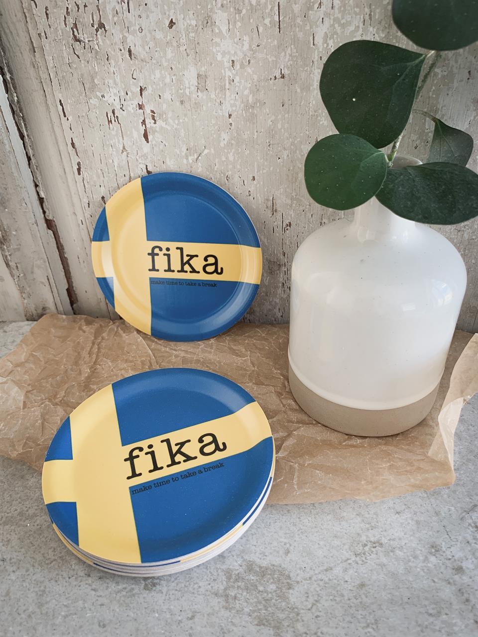 Glasunderlägg kant, Make time FIKA, svensk flagga