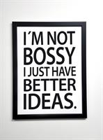 Poster 30x40 cm i ram, Bossy, vit/svart text