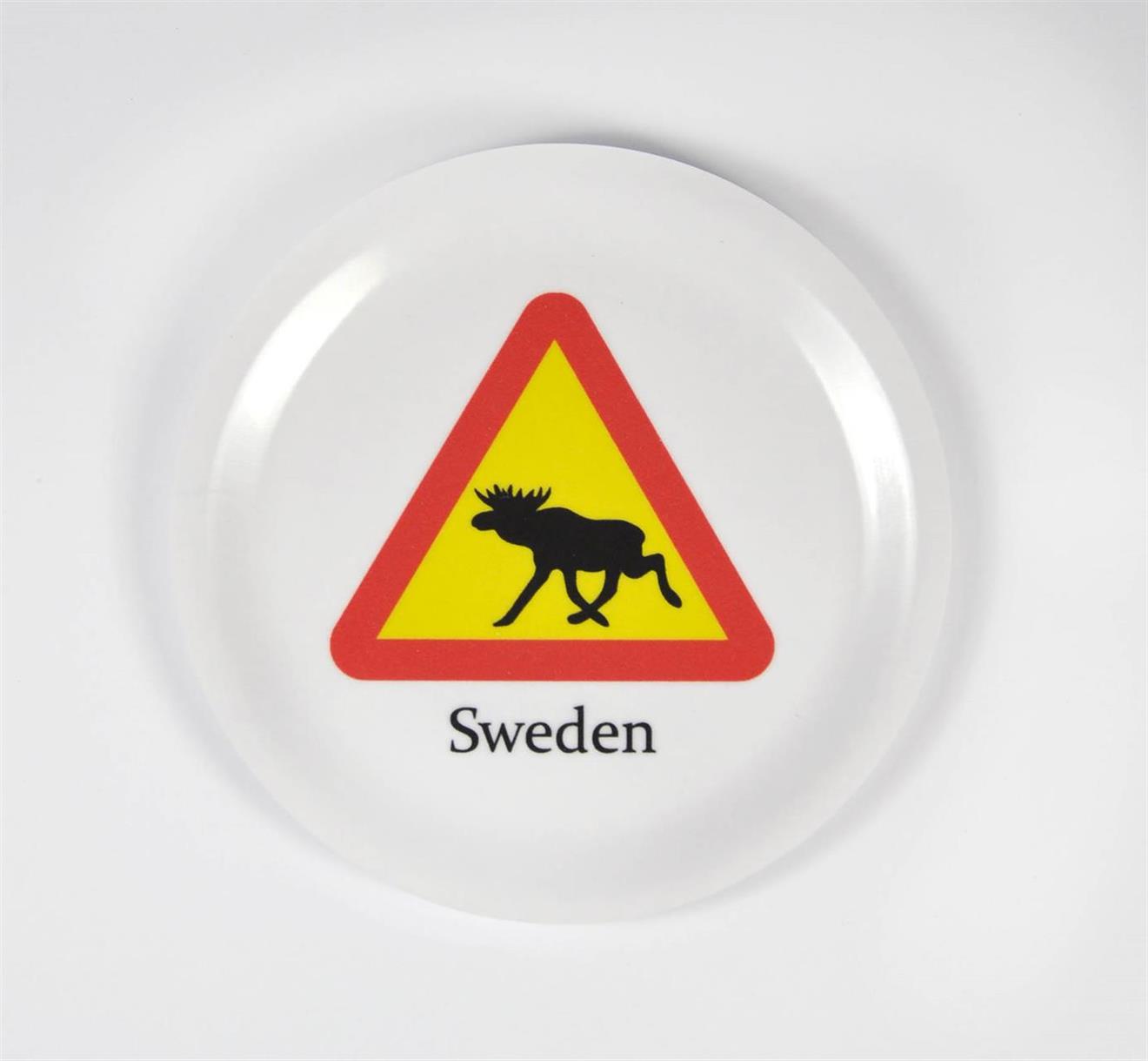 Glasunderlägg kant, Moose sign, vit/svart