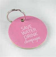 Nyckelring, Save Water, rosa/vit text