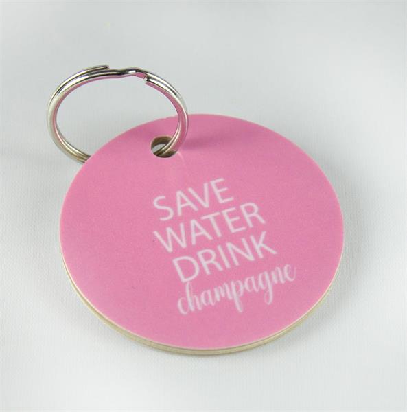Nyckelring, Save Water, rosa/vit text
