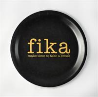 Glasunderlägg kant, Make time FIKA, svart/guldtext