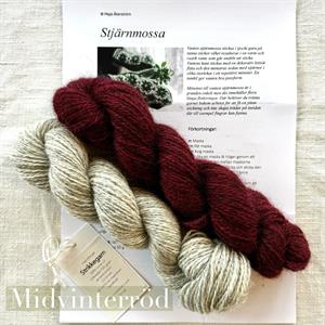 Vanten "Stjärnmossa" Midvinterröd  materialpaket