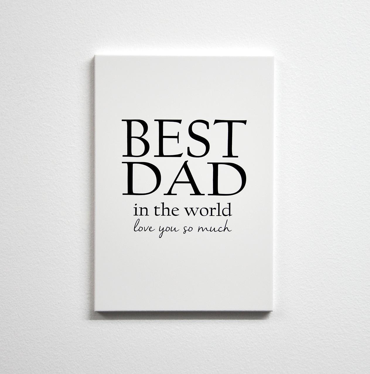 Trätavla A5, Best Dad, vit/svart text