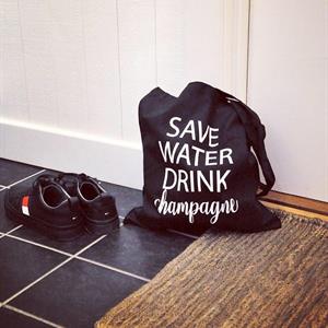 Tygkasse, Save Water, svart/vit text