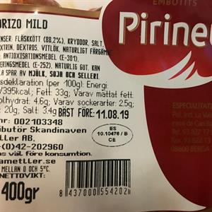 Chorizo Pirineu 400g Mild Färs-10 sty