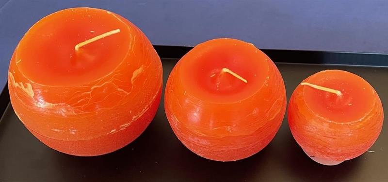 Støpt kulelys orange, 10cm