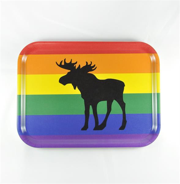 Bricka 27x20 cm, Pride Elk, svart/regnbågsfärg