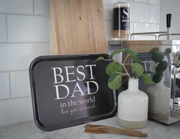 Bricka 27x20 cm, Best Dad, svart/vit text