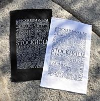 Kökshandduk, Stockholm, vit/svart text