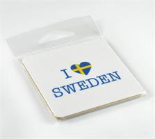 Magneter, I love Sweden, vit/blå-gul text