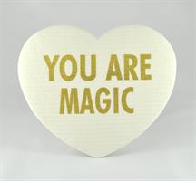 Disktrasa-hjärta, You are magic, vit/guldtext
