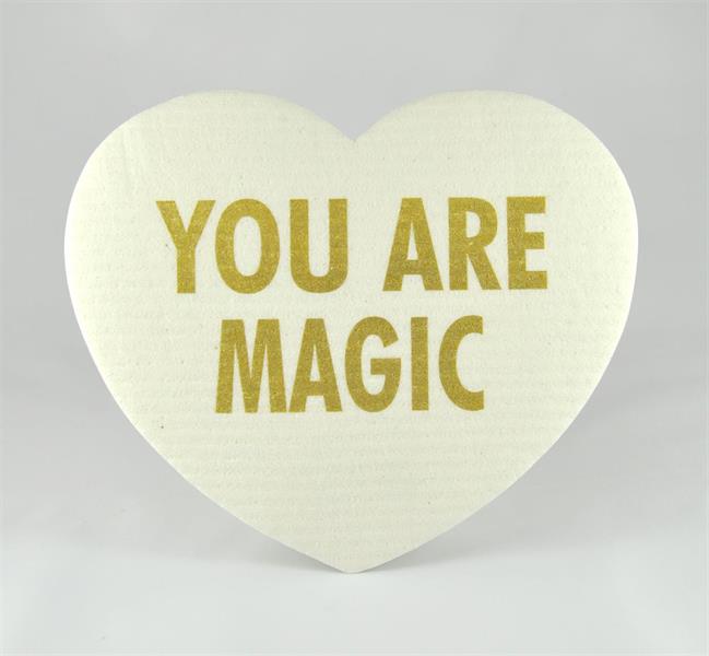 Disktrasa-hjärta, You are magic, vit/guldtext
