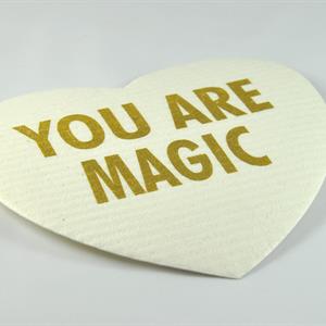 Disktrasa-hjärta, You are magic, vit/guldtext