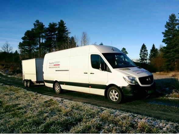 Langebilen blir ekstra lang med henger, da får vi med oss en del ekstra :-)