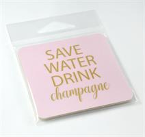 Magneter, Save water, rosa/guldtext