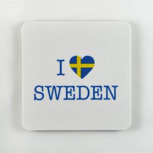 Magneter, I love Sweden, vit/blå-gul text