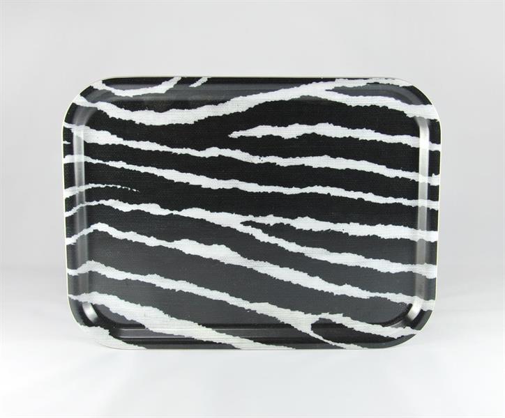Bricka 27x20 sm, Zebra, svart/vit 