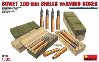 SOVIET 100-mm SHELLS w/AMMO BOXES