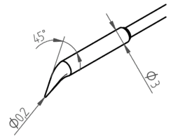 Pencil point, bent, 0,2mm