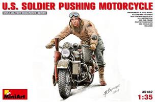 U.S.  SOLDIER PUSHING MOTORCYCLE