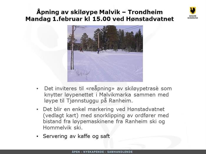 Åpning av skiløypa Tjønnstuggu - Malvik