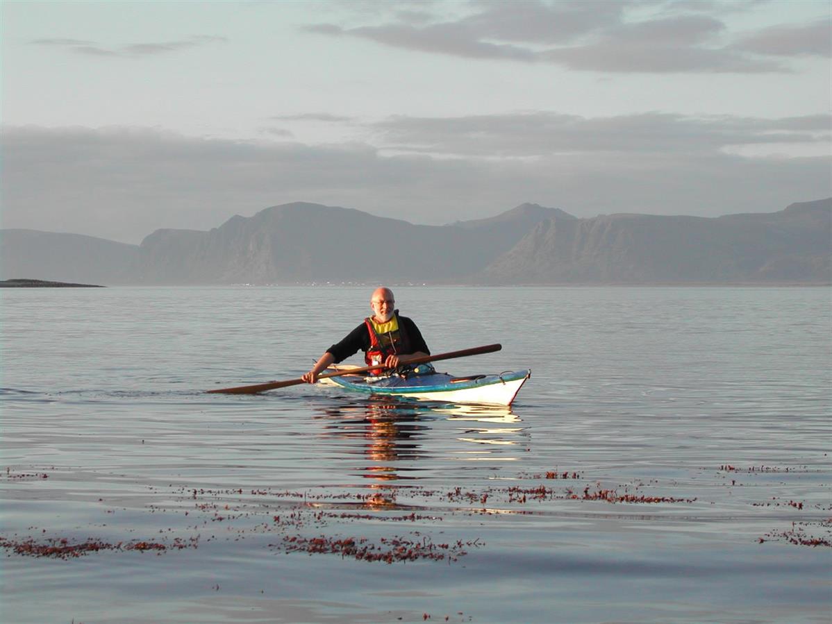 Reidar Bertelsen in his Greenland kayak