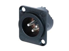 XLR Male panel connector, black shell, silver cont