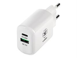 LADDARE, 230V, FÖR USB, 20W QC3 PD DUAL, VIT, X-SHIELD