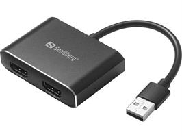 ADAPTER, USB 3.0 TILL 2xHDMI, SANDBERG