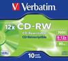 CD-RW MEDIA, VERBATIM 80 8-12X