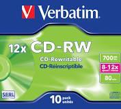 CD-RW MEDIA, VERBATIM 80 8-12X