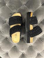 Duffy Sandal slip-in flätad hög SVART
