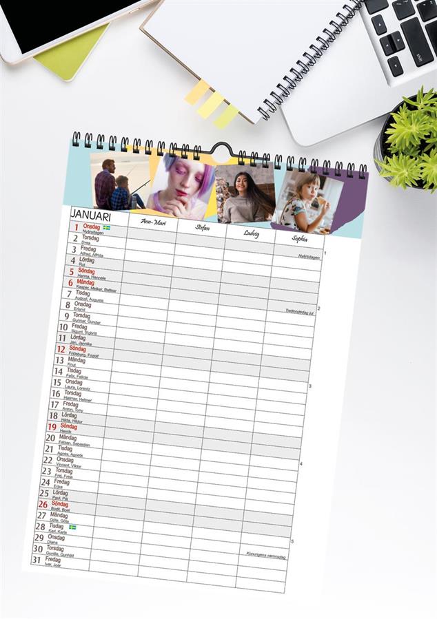 Fotokalender almanacka familjekalender