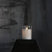 Vaxljus LED i glas, vickande låga, timer