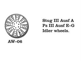 Stug. III Ausf A, Pz III Ausf E-G Idler wheels.