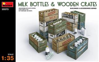 MILK BOTTLES & WOODEN CRATES