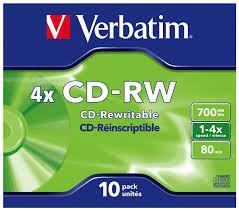 CD-RW MEDIA, VERBATIM 80 1-4X