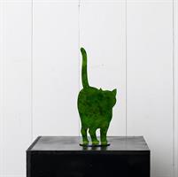 Katt siluett, grön, metall