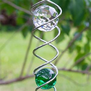 Vindspel spiral, grön+klar kula