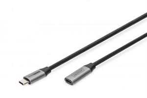 KABEL, USB-C 3.1/M-USB-C/F, 0,5M, 60W, DIGITUS