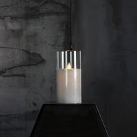 Vaxljus LED i glas, vickande låga, timer