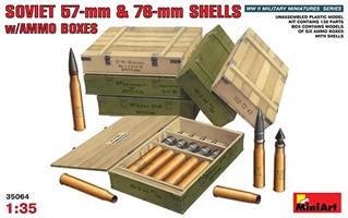 Soviet 57mm & 76mm Shells w/Ammo Boxes