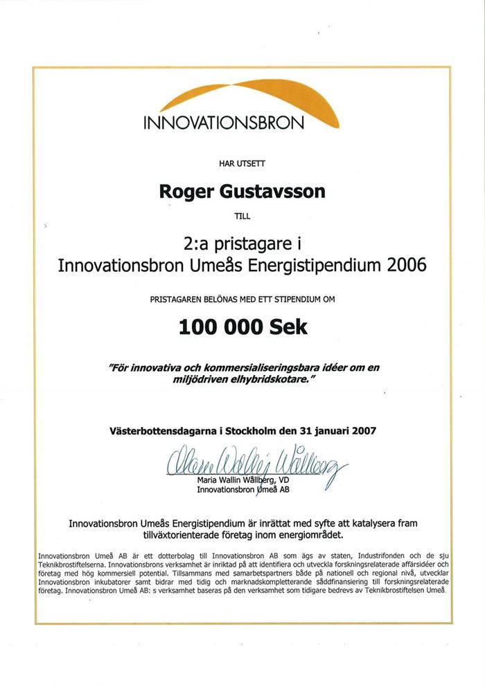 Innovationsbron Umeå energistipendium 2006