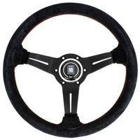 Nardi Deep Corn, Suede, Black Spokes, Red Stitching, 50 mm Dish, Ø33 cm