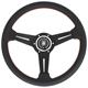 Nardi Classic ND33, Black Perforated Leather, Black Spokes, Red Stitching, 40 mm Dish