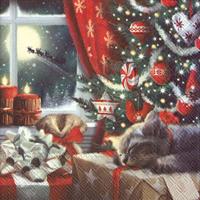 Kaffeservetter Cat Is Waiting For Christmas