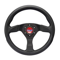 Sparco Champion 330 mm, Black Leather, Black Spokes, 39 mm
